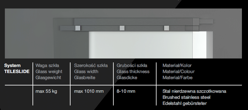 System przesuwny do drzwi szklanych Fore-Glass Teleslide